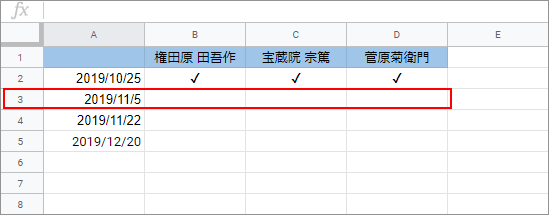 Googleスプレッドシートに1行追加