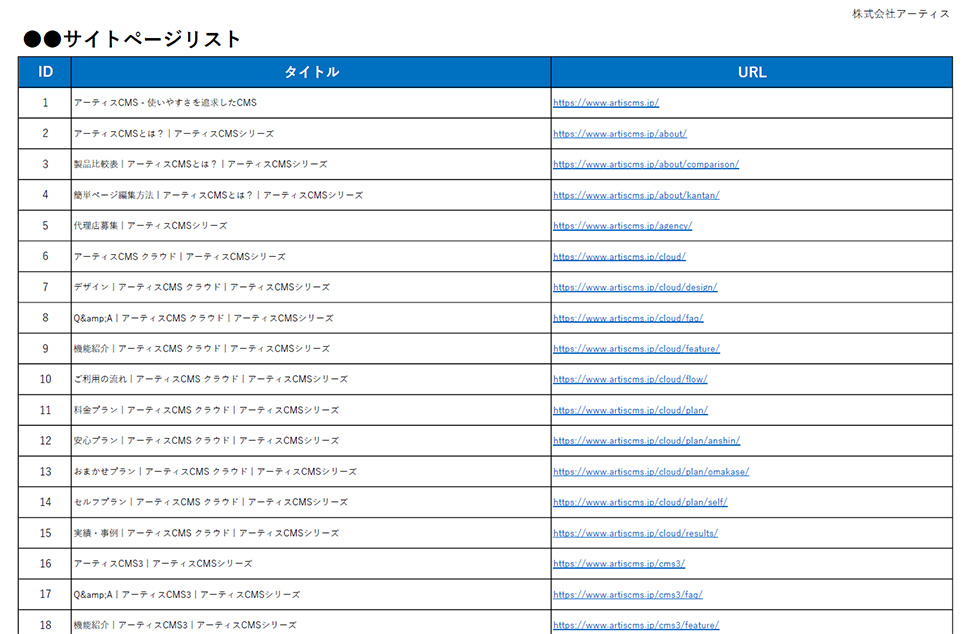 ページ数や全体像を簡単に把握できる！サイトページリスト作成方法 ...