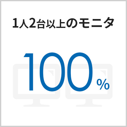 1人2台以上のモニタ100％