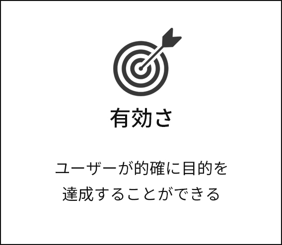 有効さ ユーザーが的確に⽬的を達成することができる